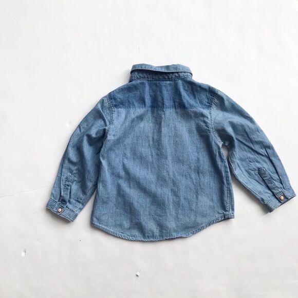Zara soft denim snap up shirt  EUC 9-12 months - Picture 5 of 5